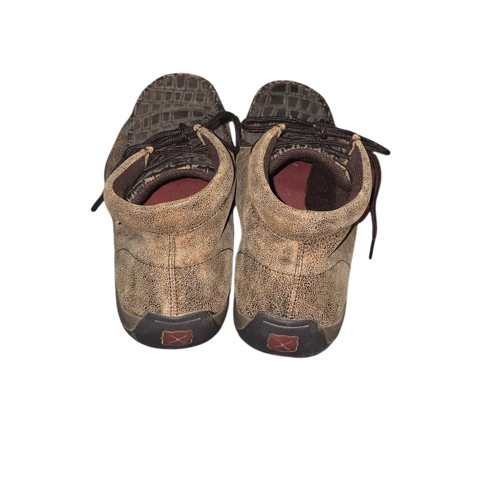 Twisted X Driving Brown Crocodile Pattern Chukka Boots Size 11.5 Leather